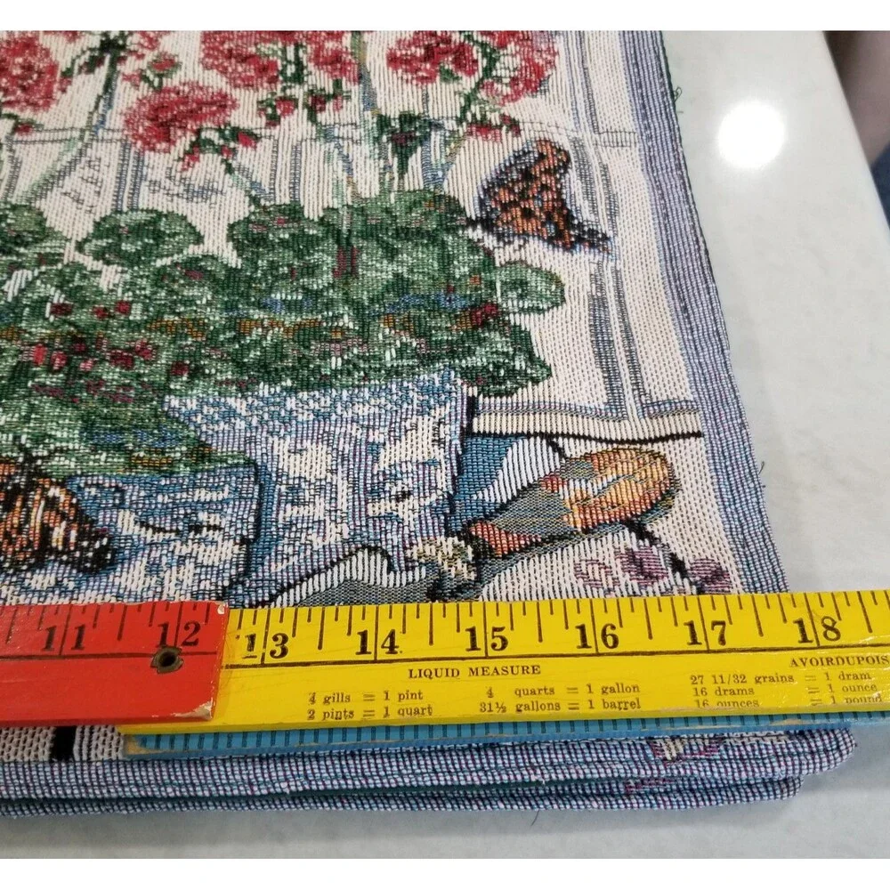 Vintage Garden Floral Butterfly Placemats Set of 4 18x13 Cottagecore Decor